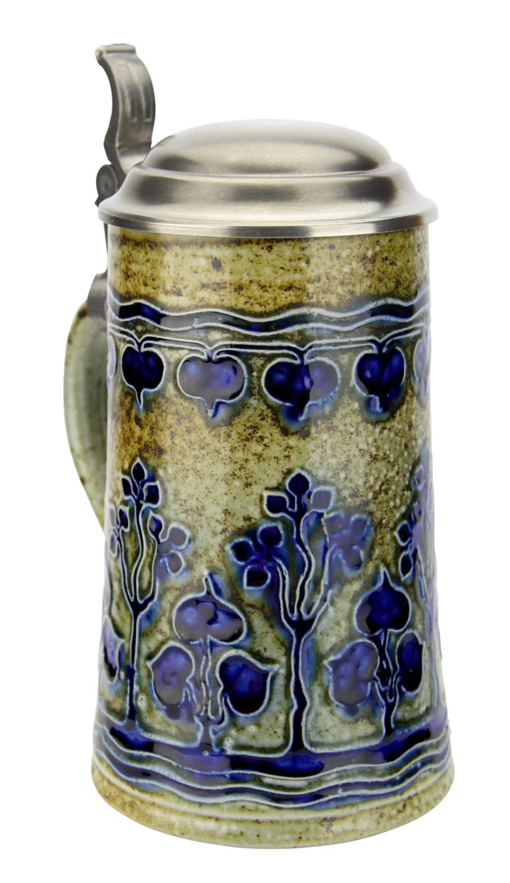 Art Nouveau Stylized Linden Tree Salt Glaze Beer Stein