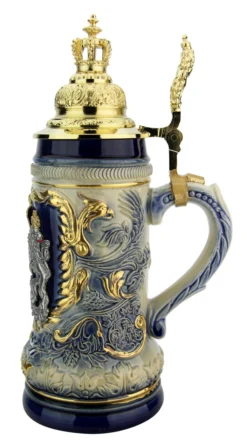 Bavaria Lion Crest Beer Stein With Gilded Royal Crown Lid -Beer Steins Shop Bavaria Lion Crest Beer Stein with Royal Golden Crown Lid ZB14232000 RS SM 02285.1611329989