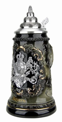 Bavaria Pewter Lion Crest Beer Stein