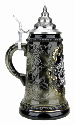 Bavaria Pewter Lion Crest Beer Stein -Beer Steins Shop Bavaria Pewter Lion Crest Beer Stein K455SZB LS SM 91342.1490903076