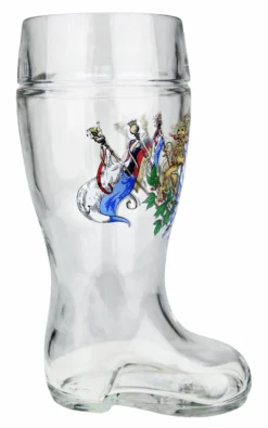 Bavarian Lion Crest Glass Beer Boot 1 Liter -Beer Steins Shop Bavarian Lion Crest Glass Beer Boot 1 Liter Bayern GS2810BC Side SM 36839.1695577640