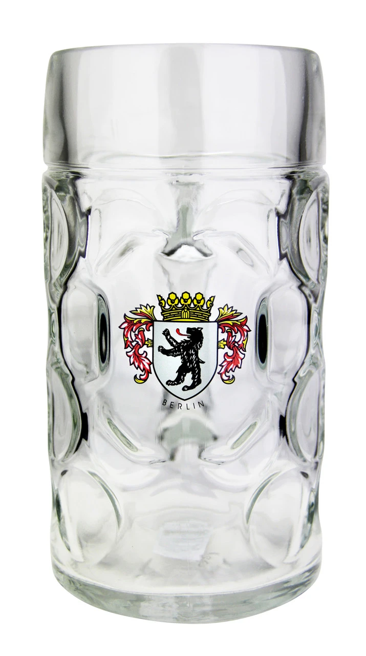 Berlin Dimpled Oktoberfest Glass Beer Mug 1 Liter 1 Berlin Dimpled Oktoberfest Glass Beer Mug 1 Liter