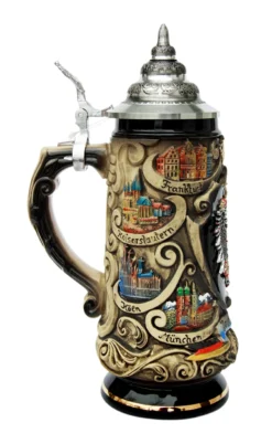 Deutschland Pewter Eagle Cities Beer Stein -Beer Steins Shop Deutschland Eagle Cities Beer Stein K741SRUB LS SM 84530.1446322926