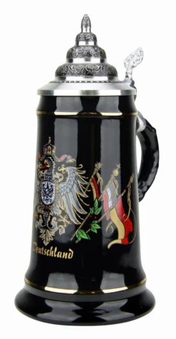 Deutschland Eagle Crest And Flags Black Glaze Beer Stein 7 Deutschland Eagle Crest And Flags Black Glaze Beer Stein -Beer Steins Shop Deutschland Eagle Crest and Flags Black Glaze Beer Stein K411SD RA SM 18111.1503869990