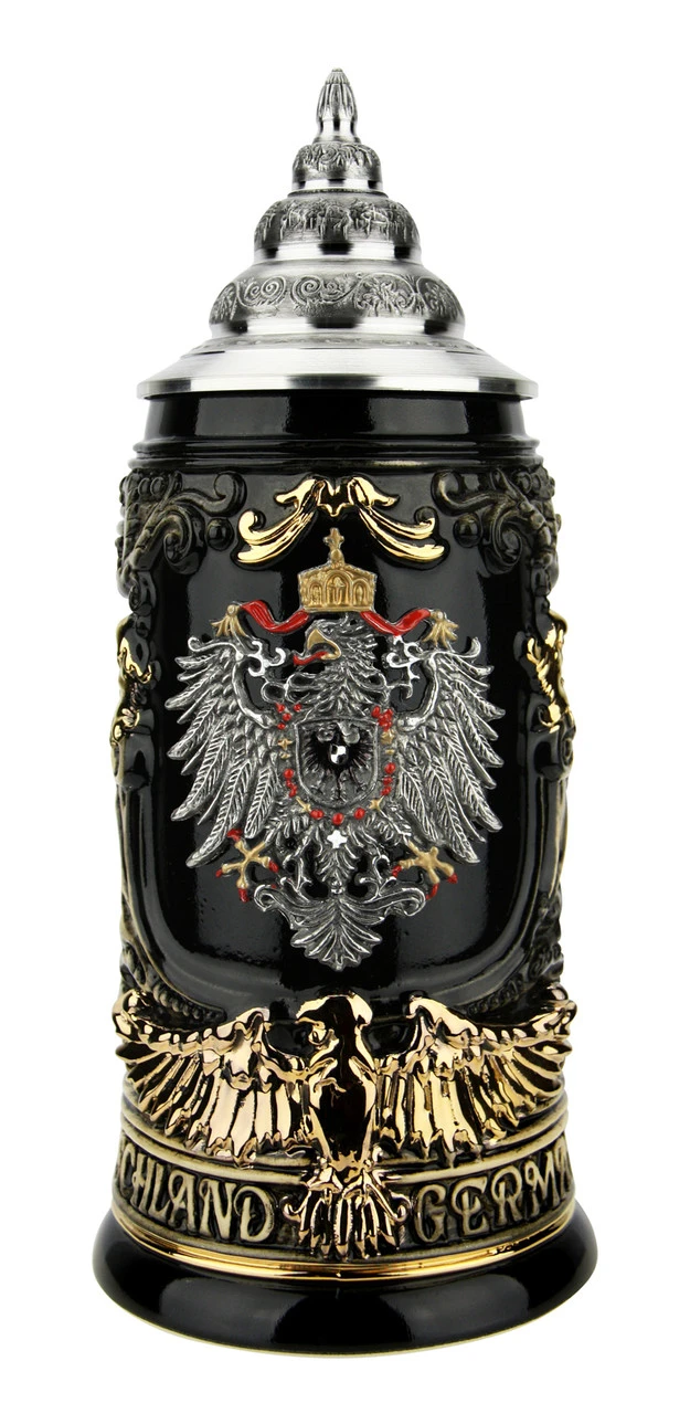 Deutschland Germany Eagle Handle With Crests Beer Stein | 0.4 Liter