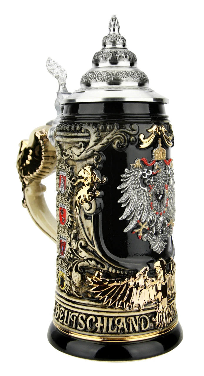 Deutschland Germany Eagle Handle With Crests Beer Stein | 0.4 Liter - Image 2