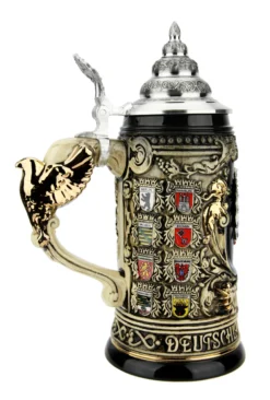 Deutschland Germany Eagle Handle With Crests Beer Stein | 0.4 Liter -Beer Steins Shop Deutschland Germany Eagle Handle with Crests Beer Stein 0.4 Liter K4301AHZ LS SM 48025.1653583673