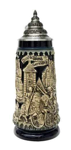Deutschland Germany Jousting Knights Beer Stein Cobalt