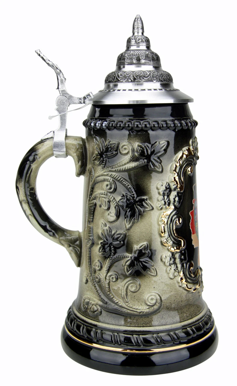 Deutschland Map Black Glaze Beer Stein 3 Deutschland Map Black Glaze Beer Stein - Image 3