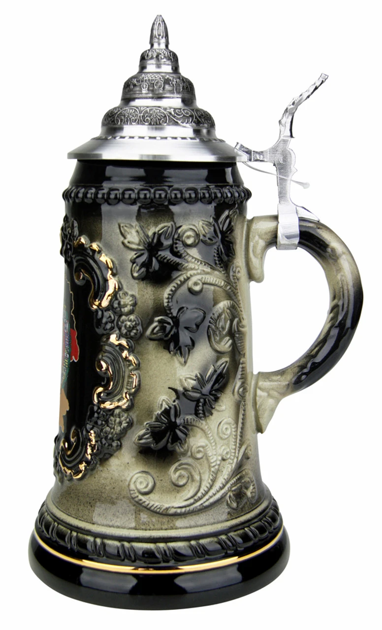 Deutschland Map Black Glaze Beer Stein 4 Deutschland Map Black Glaze Beer Stein - Image 4