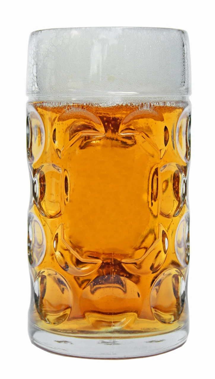 Dimpled Oktoberfest Glass Beer Mug 1 Liter 1 Dimpled Oktoberfest Glass Beer Mug 1 Liter