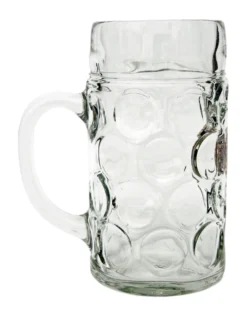 Saarland Dimpled Oktoberfest Glass Beer Mug 1 Liter -Beer Steins Shop Dimpled Oktoberfest Glass Beer Mug 1 Liter BK047 Side SM 52383.1515710440