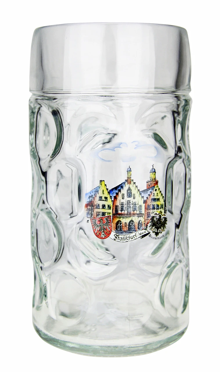 Frankfurt Dimpled Oktoberfest Glass Beer Mug 1 Liter 1 Frankfurt Dimpled Oktoberfest Glass Beer Mug 1 Liter