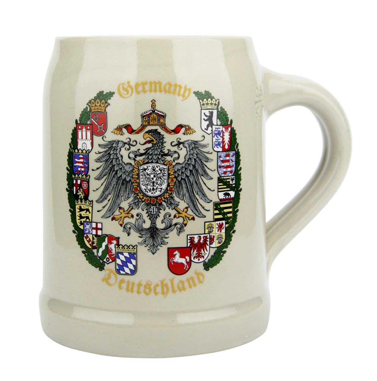 German Eagle And Crests Stoneware Beer Mug 0.5 Liter 1 German Eagle And Crests Stoneware Beer Mug 0.5 Liter