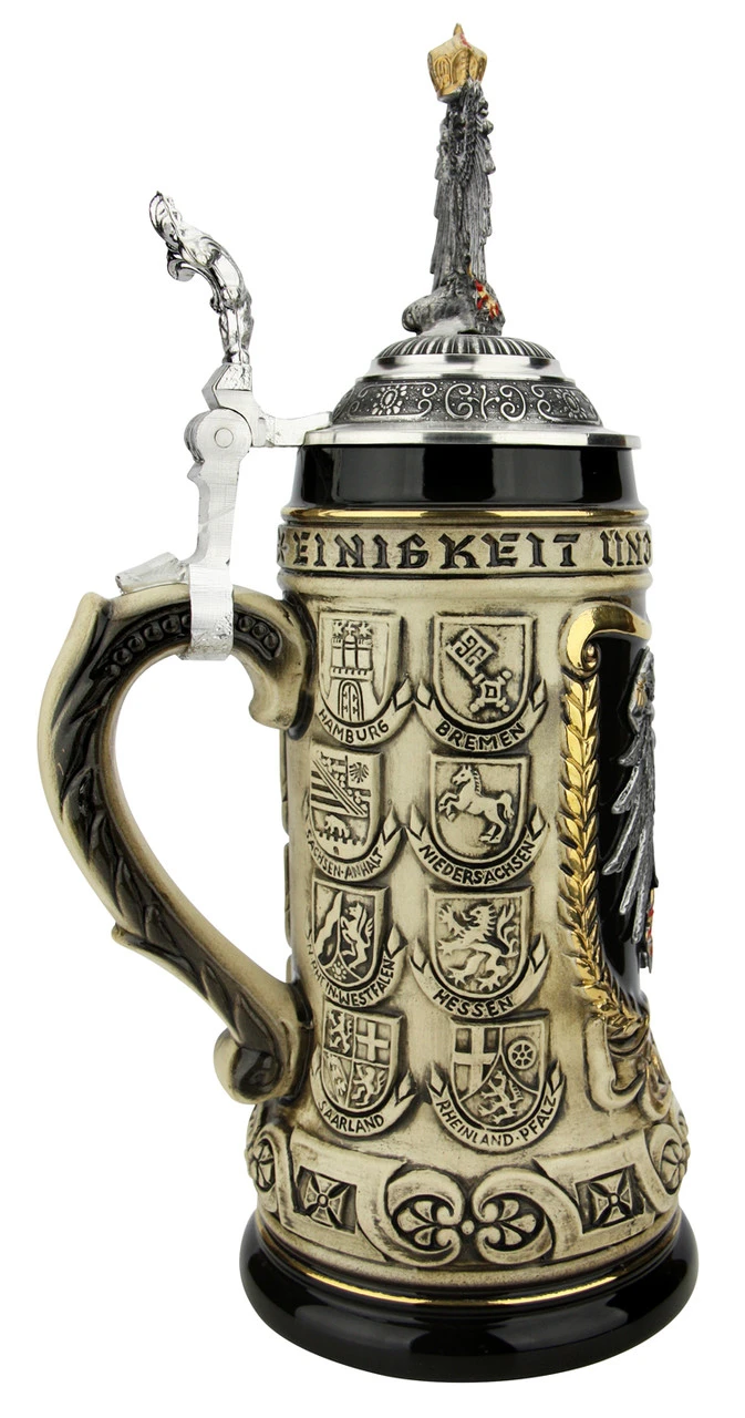 German Eagle Crests Beer Stein With Eagle Lid - Image 5