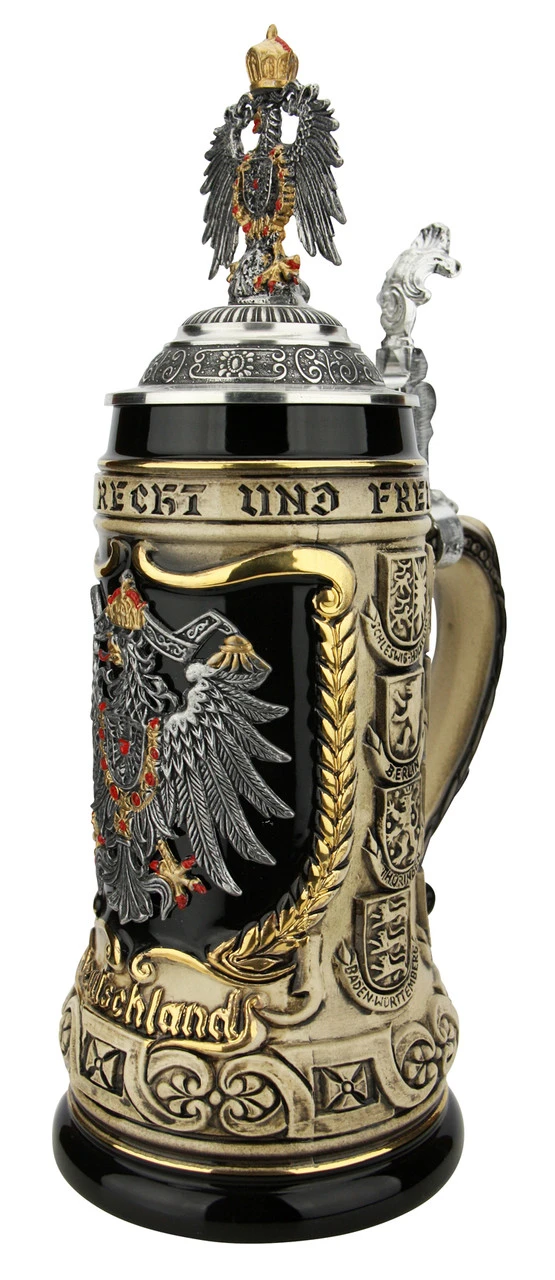 German Eagle Crests Beer Stein With Eagle Lid - Image 3