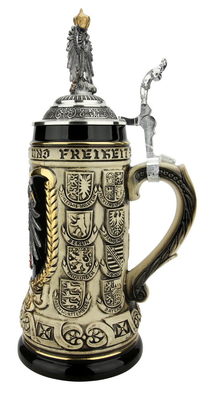 German Eagle Crests Beer Stein With Eagle Lid - Image 4