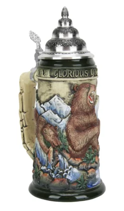 Glorious Grizzly Bear Beer Stein Rustic -Beer Steins Shop Glorious Grizzly Beer Stein Rustic K956RU Angle SM 18578.1460150708