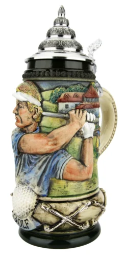 Golfer German Beer Stein -Beer Steins Shop Golfer German Beer Stein K393RZGO RA SM 21794.1653414489