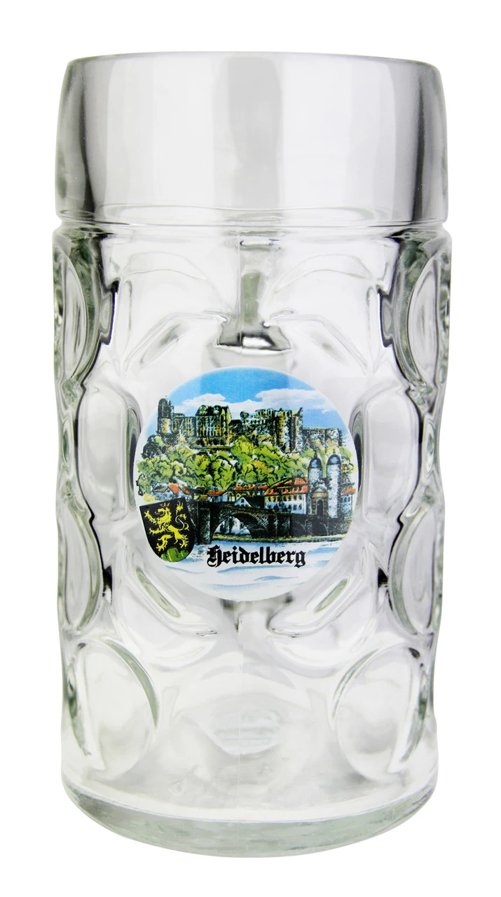 Heidelberg Dimpled Oktoberfest Glass Beer Mug 1 Liter 1 Heidelberg Dimpled Oktoberfest Glass Beer Mug 1 Liter