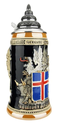 Iceland Coat Of Arms Beer Stein -Beer Steins Shop Iceland Coat of Arms Beer Stein K1012IS LA SM 22934.1619040480