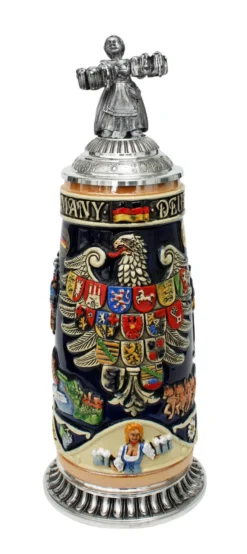 Deutschland Legacy Beer Stein | Beer Maiden Lid And Pewter Base
