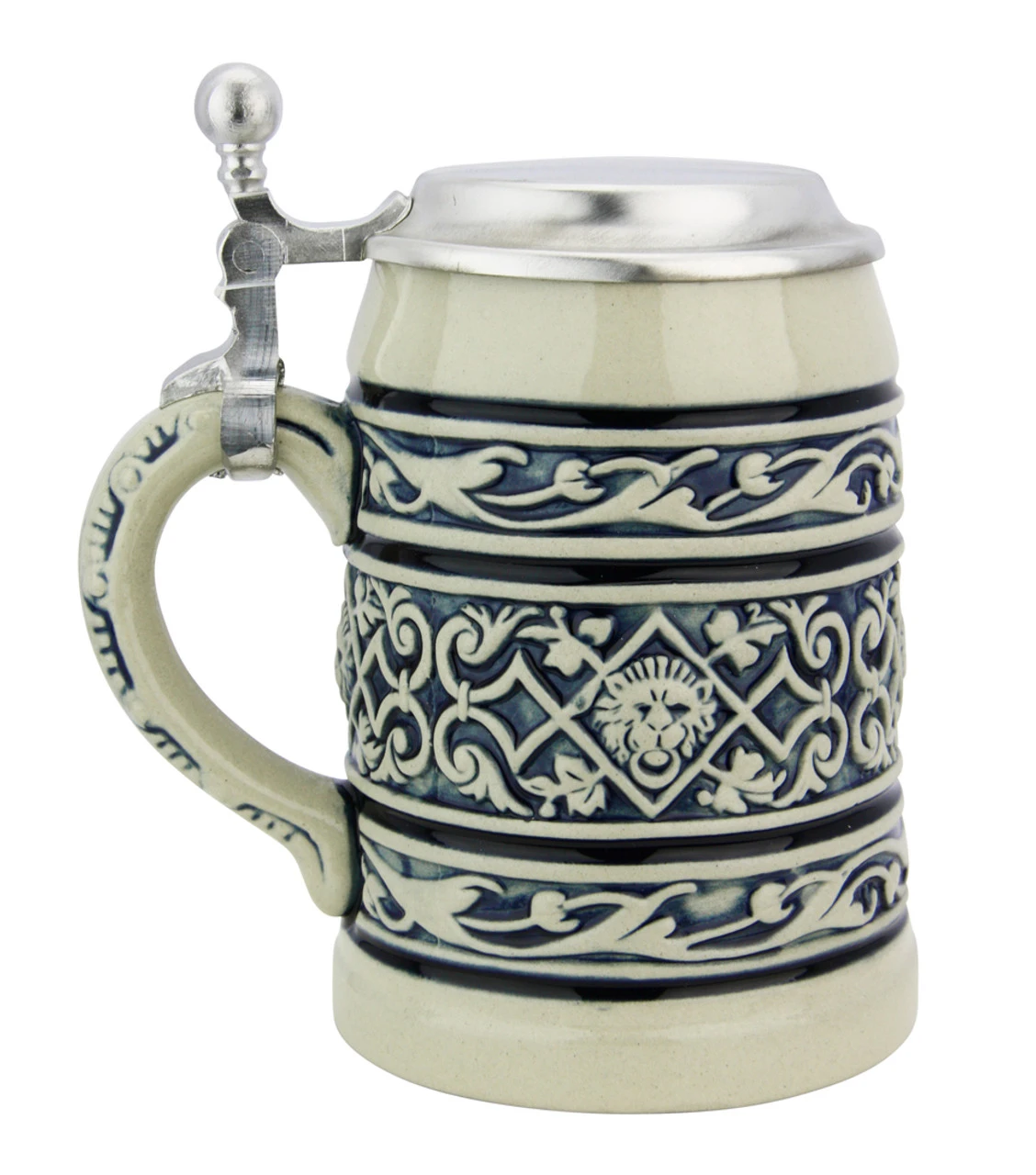 Lion Head Traditional Cobalt Stone Gray Finish Beer Stein - Image 4