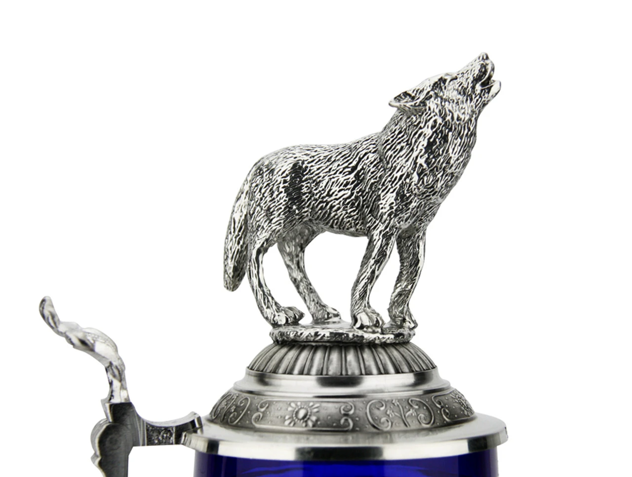 Lord Of Crystal Wolf German Beer Stein Blue | 3D Howling Wolf Lid - Image 7