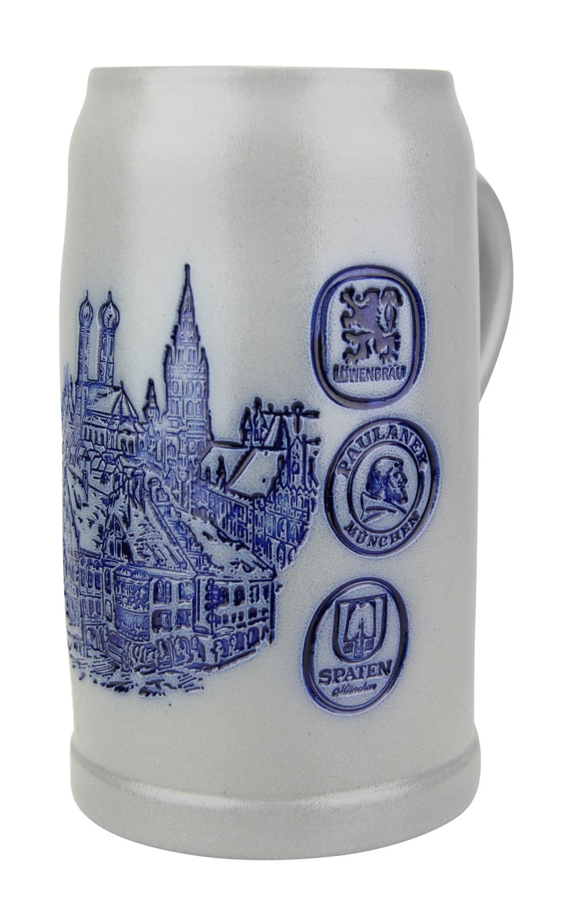 Munich Breweries 1 Liter Salt Glaze Stoneware Beer Mug 3 Munich Breweries 1 Liter Salt Glaze Stoneware Beer Mug - Image 3