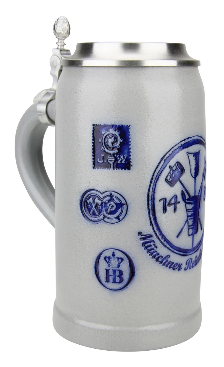 Munich Purity Law 1487 1 Liter Salt Glaze Stoneware Beer Stein 1 Munich Purity Law 1487 1 Liter Salt Glaze Stoneware Beer Stein