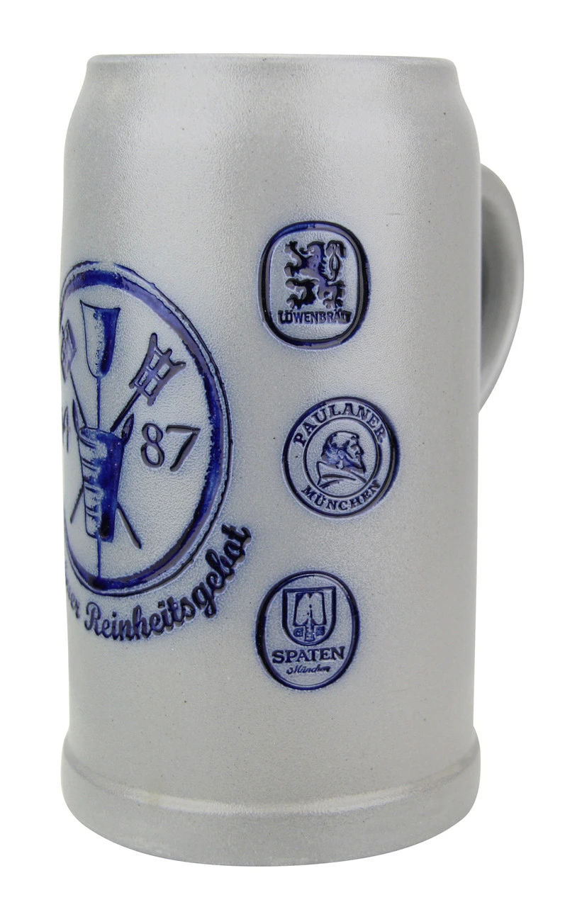 Munich Purity Law 1487 1 Liter Salt Glaze Stoneware Beer Mug 3 Munich Purity Law 1487 1 Liter Salt Glaze Stoneware Beer Mug - Image 3