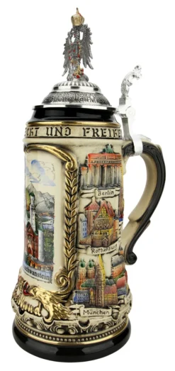 Neuschwanstein Castle German Beer Stein With Eagle Lid -Beer Steins Shop Neuschwanstein Castle German Beer Stein with Eagle Lid ZB1424S9009 RA SM 35294.1618350111