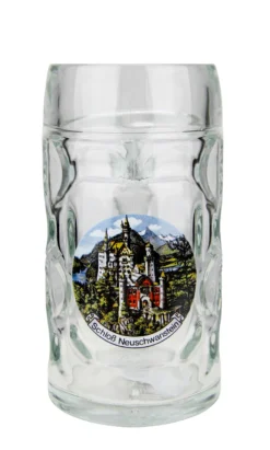 Neuschwanstein Dimpled Oktoberfest Glass Beer Mug 0.5 Liter