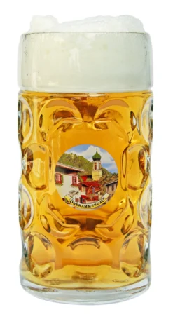 Oberammergau Dimpled Oktoberfest Glass Beer Mug 1 Liter