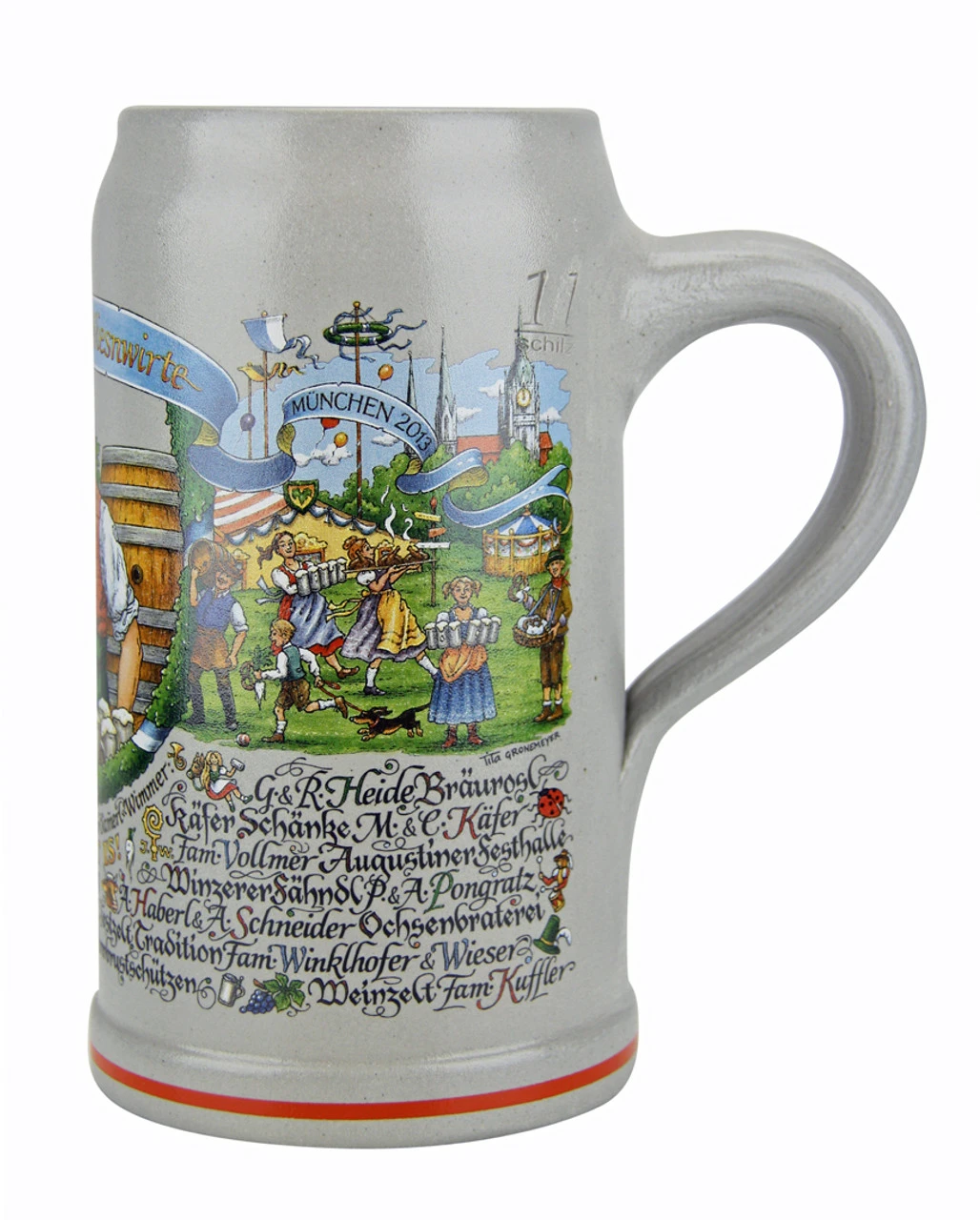Official Munich Oktoberfest 2013 Wirtekrug Salt Glaze Beer Mug - Image 2