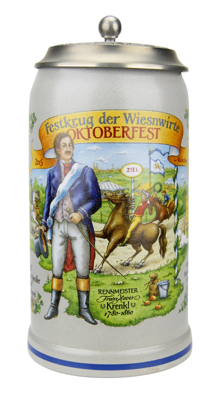 Official Munich Oktoberfest 2015 Wirtekrug Salt Glaze Beer Stein - Image 2