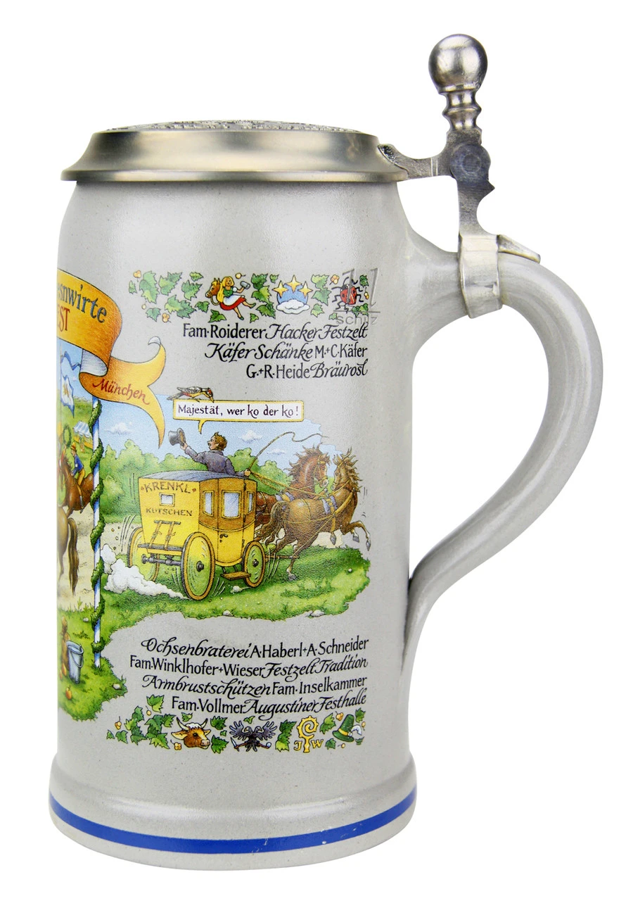 Official Munich Oktoberfest 2015 Wirtekrug Salt Glaze Beer Stein - Image 4