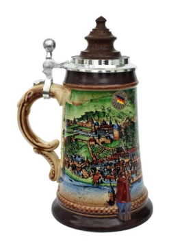 Old Heidelberg Beer Stein With Wood Lid