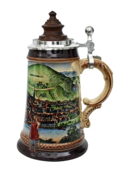Old Heidelberg Beer Stein With Wood Lid -Beer Steins Shop Old Heidelberg Wooden Lid Beer Stein K465H RS SM 65639.1401733847