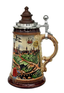 Old Rothenburg Beer Stein With Wood Lid -Beer Steins Shop Old Rothenburg Wooden Lid Beer Stein K465R RS SM 92757.1401734072