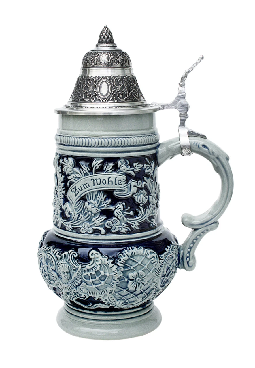 Rococo Cherub Prosit Beer Stein Cobalt 2 Rococo Cherub Prosit Beer Stein Cobalt - Image 2