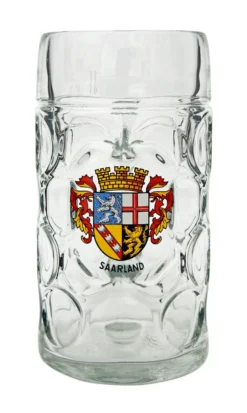 Saarland Dimpled Oktoberfest Glass Beer Mug 1 Liter -Beer Steins Shop Saarland Dimpled Oktoberfest Glass Beer Mug 1 Liter BK047SAR FNT SM 12091.1515710417