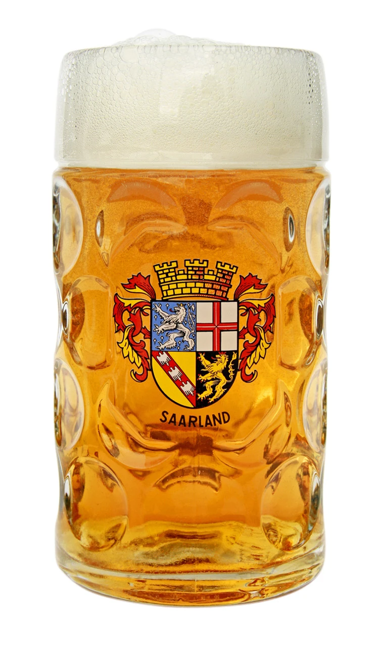 Saarland Dimpled Oktoberfest Glass Beer Mug 1 Liter