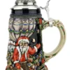 Santa In Balloon German Christmas Beer Stein | Blue Finish