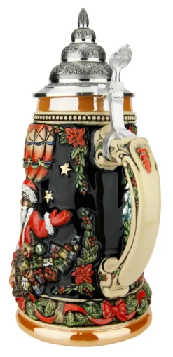 Santa In Balloon German Christmas Beer Stein -Beer Steins Shop Santa in Balloon German Christmas Beer Stein K049 Back SM 36175.1640633697