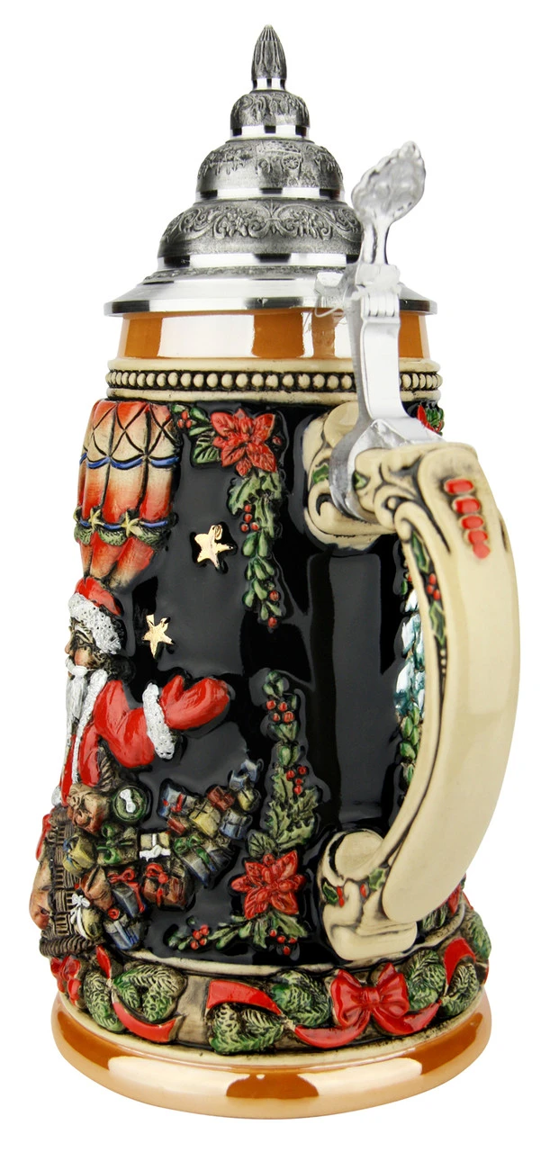 Santa In Balloon German Christmas Beer Stein - Image 4