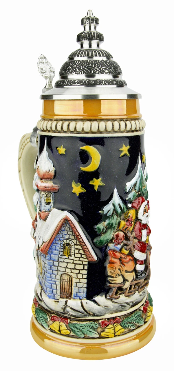 Santas Alpine Sleigh Ride Christmas German Beer Stein 2 Santas Alpine Sleigh Ride Christmas German Beer Stein - Image 2