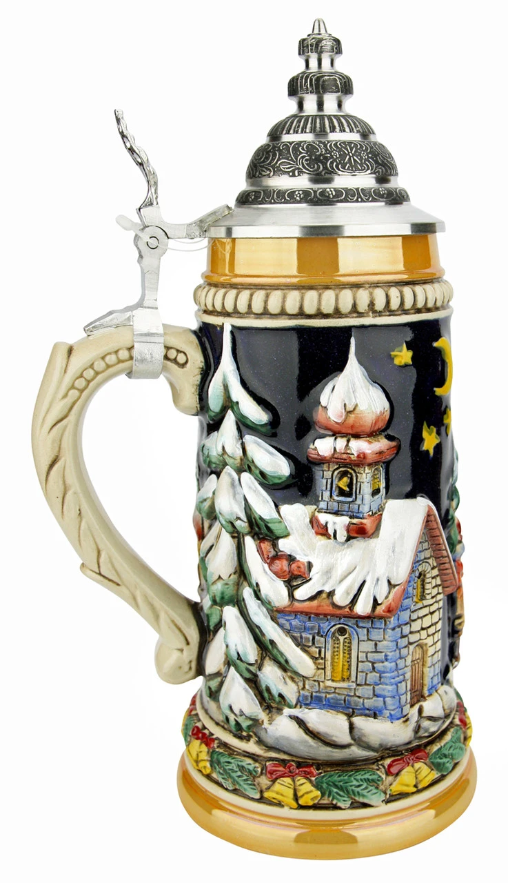 Santas Alpine Sleigh Ride Christmas German Beer Stein 3 Santas Alpine Sleigh Ride Christmas German Beer Stein - Image 3