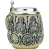 Stylized Plants Traditional Salt Glaze Beer Stein | Light Finish